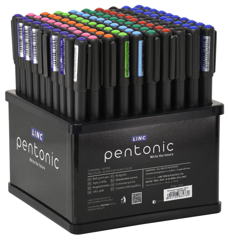 Ручка шариковая Linc "Pentpnic Silver", ассорти 6 цветов, 1,0 мм