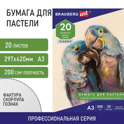 Папка для пастели А3, 20 л. 297х420 мм, 200 г/м2, Brauberg, скорлупа, тонир. бумага, слоновая кость — изображение 12