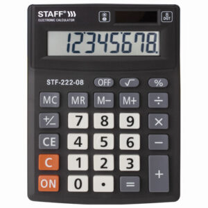 Калькулятор STAFF PLUS настольный STF-222, 8 разрядов, двойное питание, 138x103 мм