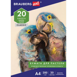 Папка для пастели А4, 20 л. 210*297 мм, 200 г/м2, Brauberg, скорлупа, тонир. бумага, слоновая кость
