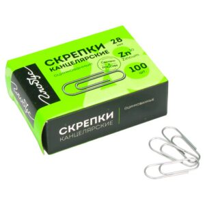 Скрепки 28 мм, Globus, 100 шт., оцинкованные, картонная упаковка