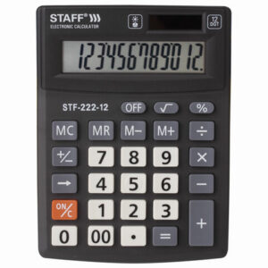 Калькулятор STAFF PLUS настольный STF-222, 12 разрядов, двойное питание, 138x103 мм