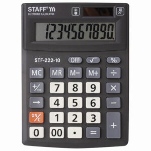 Калькулятор STAFF PLUS настольный STF-222, 10 разрядов, двойное питание, 138x103 мм