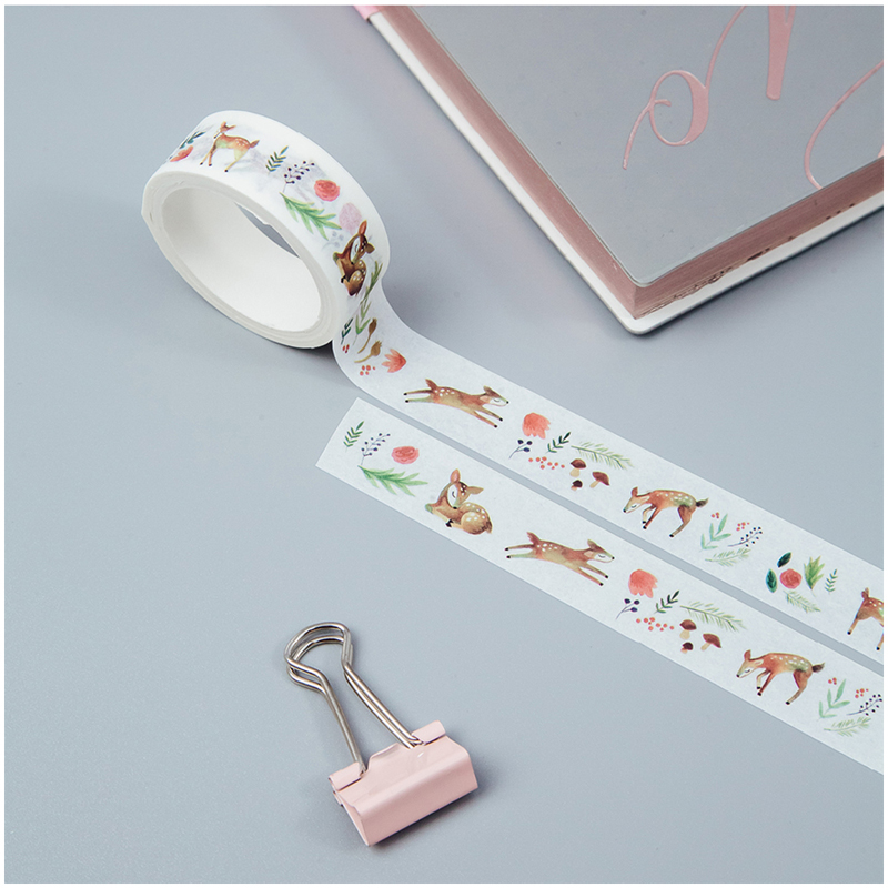 Клейкая лента декоративная Meshu "Cute deer", 1,5 см*3м — изображение 2