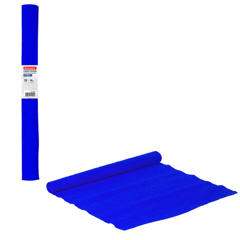 Бумага крепированная Brauberg 50*250 см, 32 г/м2, растяжение 45%, синяя, в рулоне — изображение 2