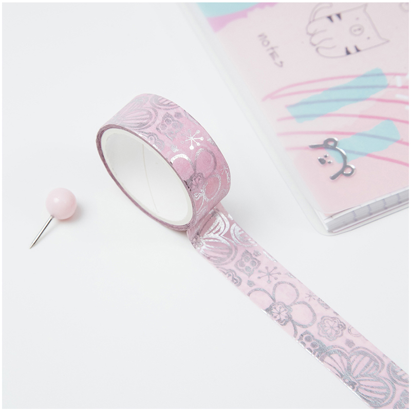 Клейкая лента декоративная Meshu "Pink elegance", 1,5 см*3м — изображение 2