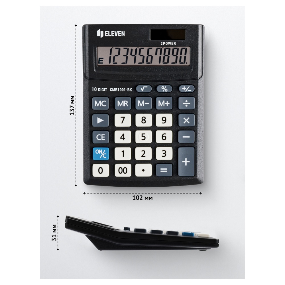 Калькулятор настольный Eleven Business Line CMB1001-BK, 10 разрядов, двойное питание, 102*137*31 мм — изображение 2
