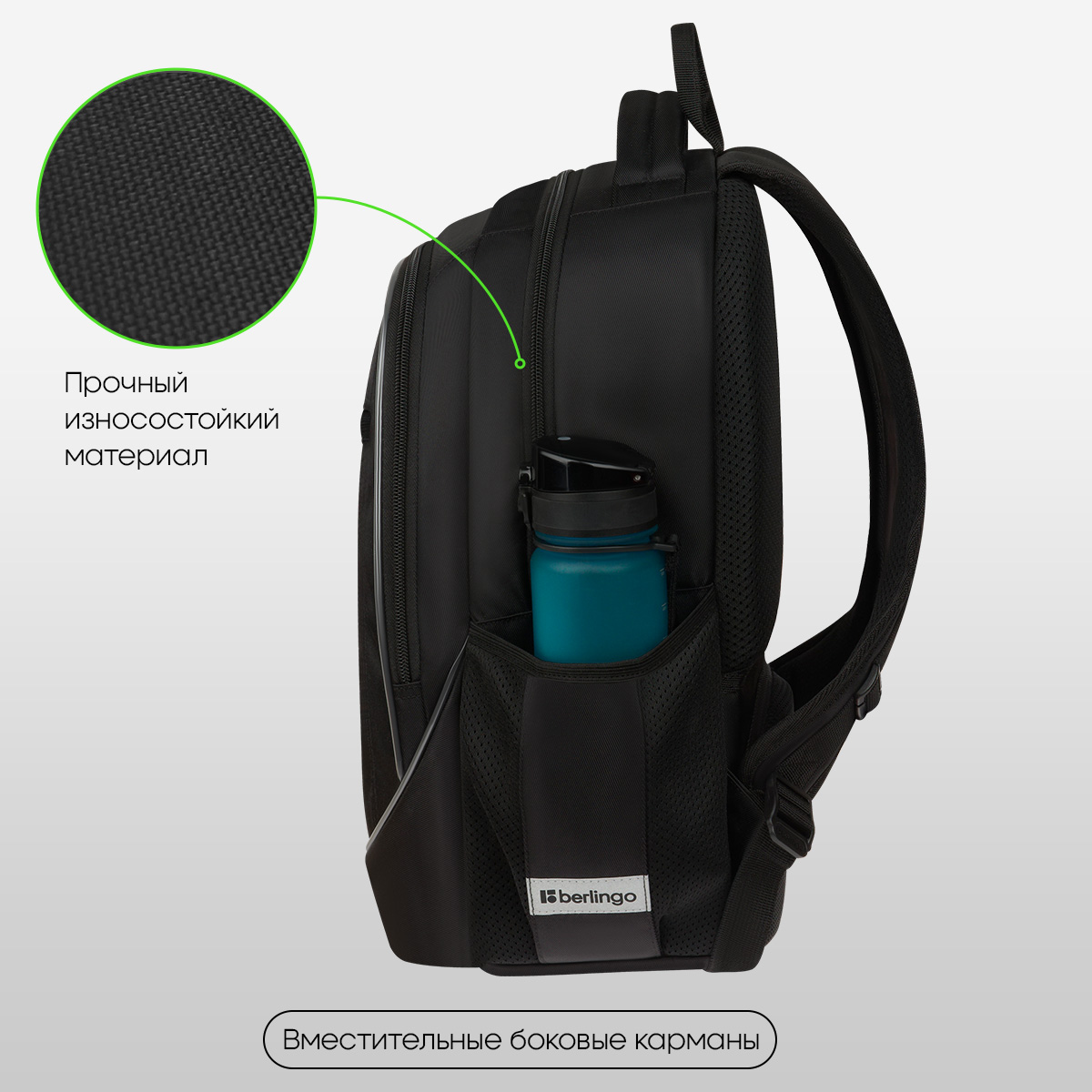 Рюкзак Berlingo U4 «Black Energy» 41×29.5×13см, 2 отделения, 3 кармана, эргономичная спинка — изображение 2