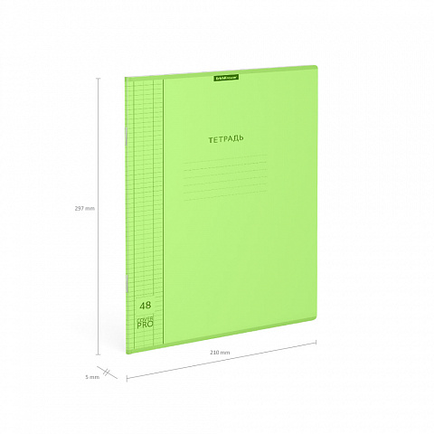 Тетрадь 48 л., А4, клетка, скрепка Erich Krause "CoverProBook Neon", зеленый, пластиковая обложка — изображение 4