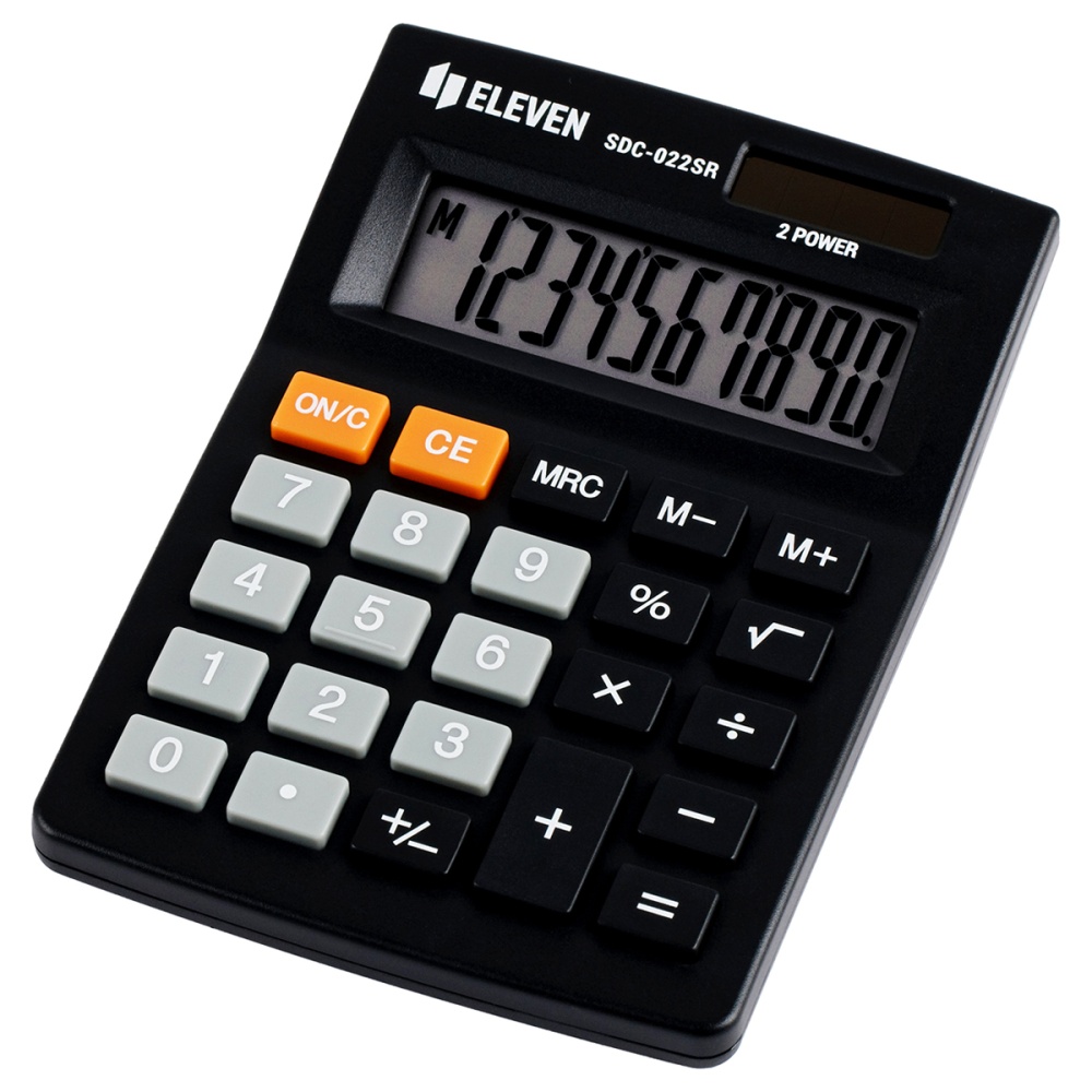 Калькулятор настольный Eleven SDC-022SR, 10 разрядов, двойное питание, 88*127*23мм, черный — изображение 2
