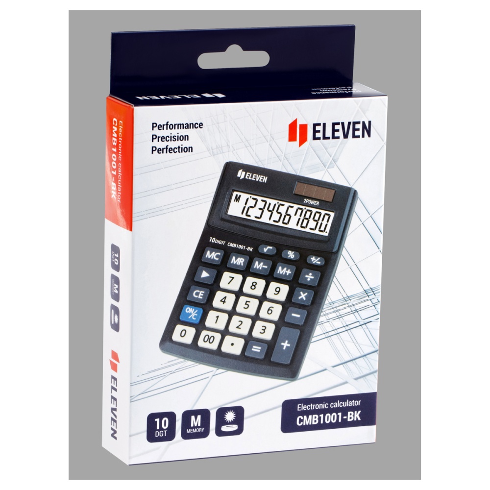 Калькулятор настольный Eleven Business Line CMB1001-BK, 10 разрядов, двойное питание, 102*137*31 мм — изображение 3